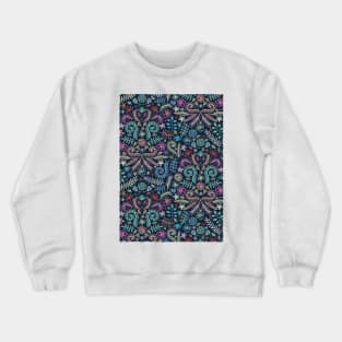 Colored Chalk Floral Doodle Pattern Crewneck Sweatshirt